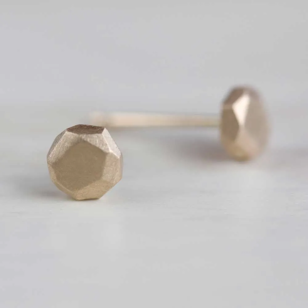 Small Round Faceted Stud Earrings