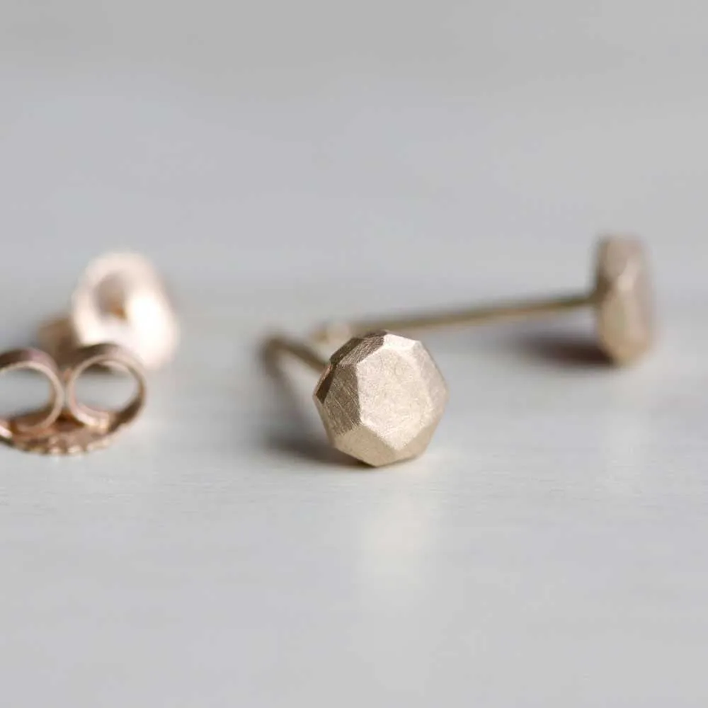 Small Round Faceted Stud Earrings