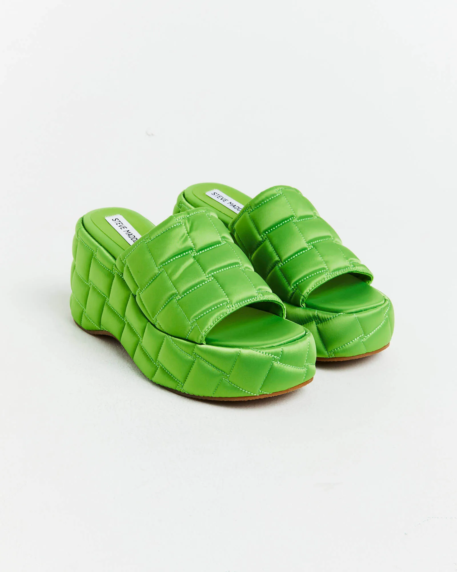 Steve Madden LA VOOM Satin Sandals in Green