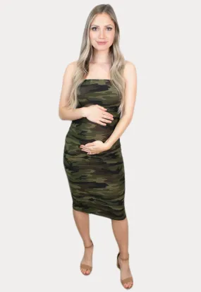 Strapless Camo Maternity Bodycon Dress