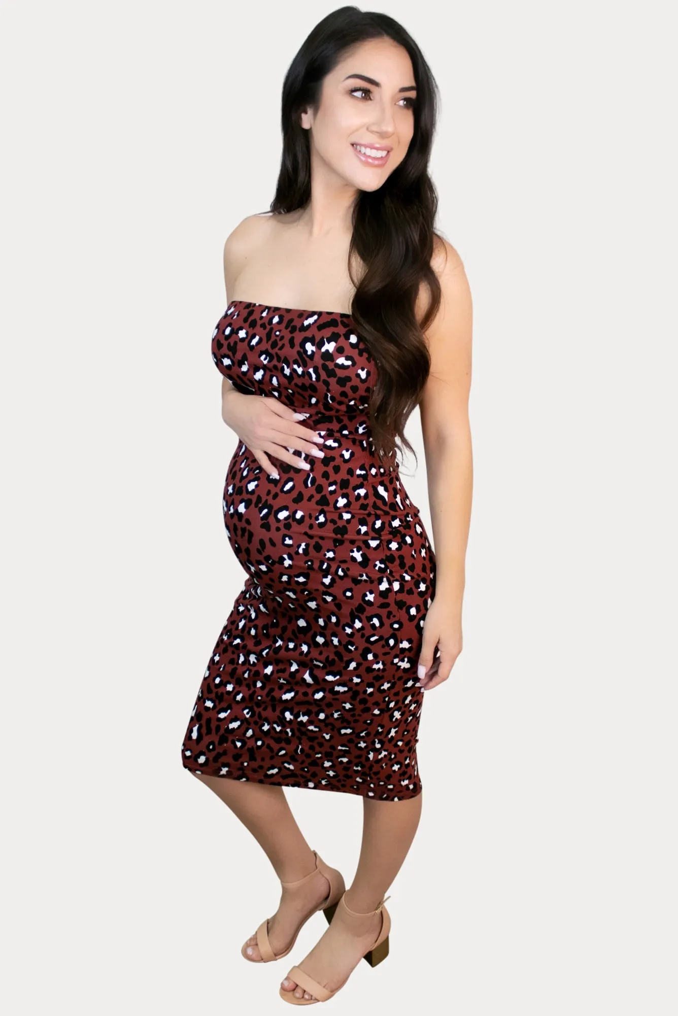 Strapless Leopard Maternity Dress