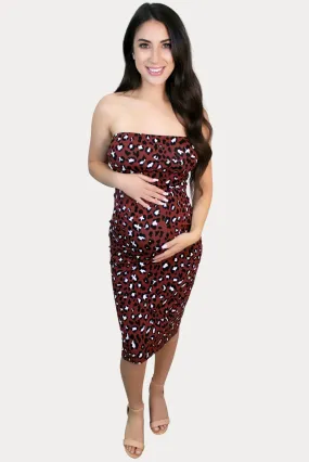 Strapless Leopard Maternity Dress