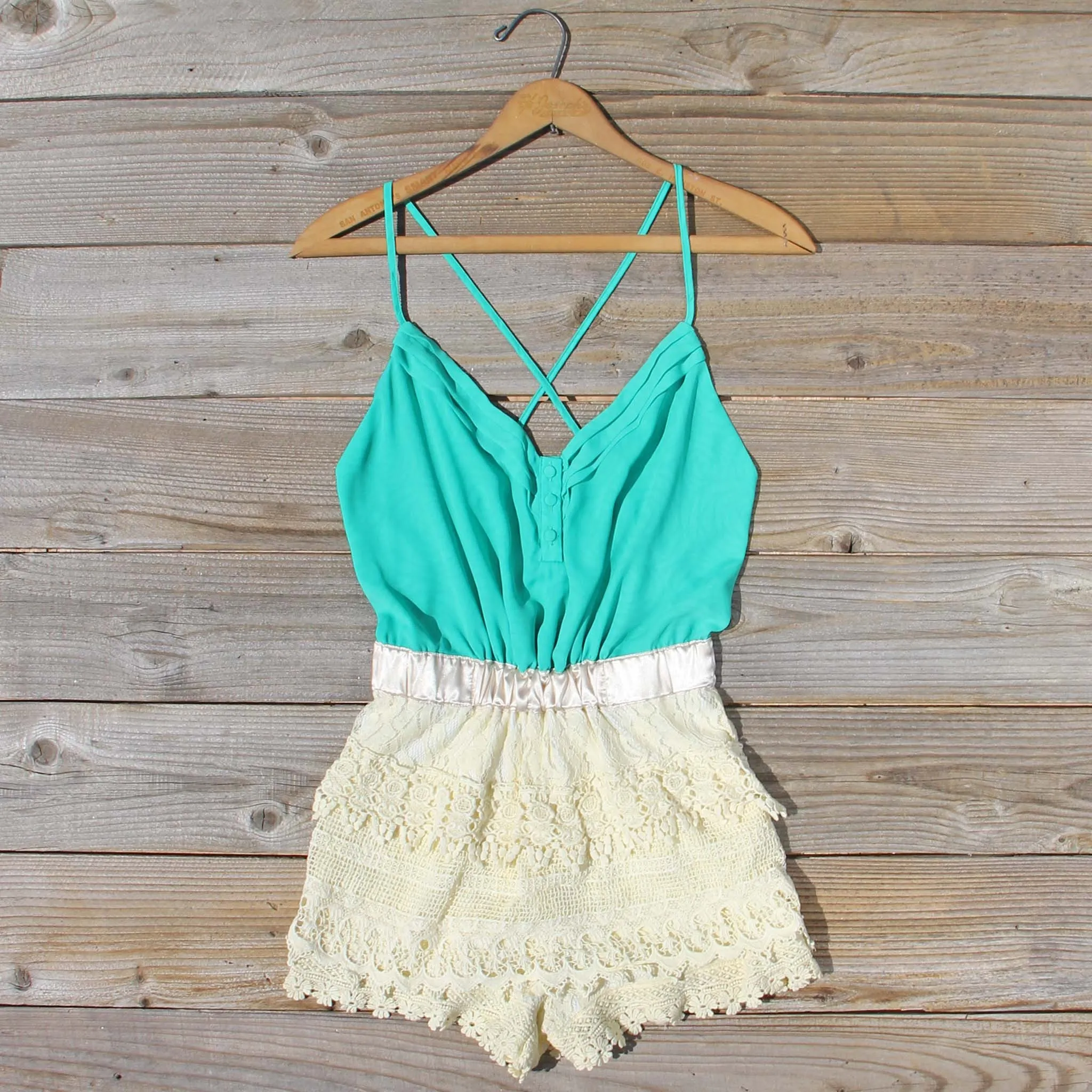 Sweet Nectar Romper in Sea