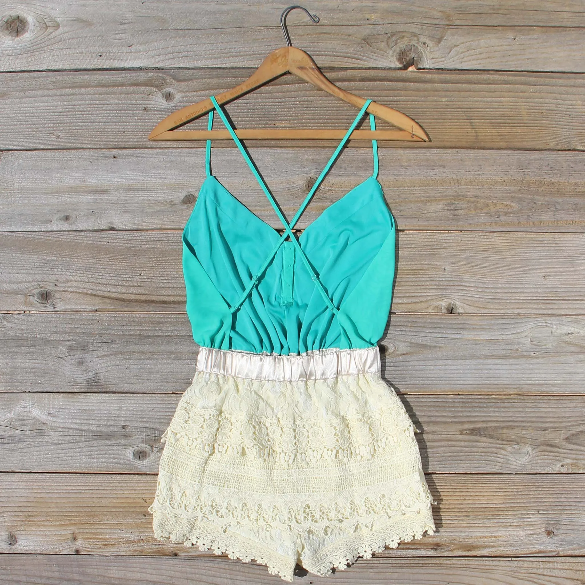 Sweet Nectar Romper in Sea