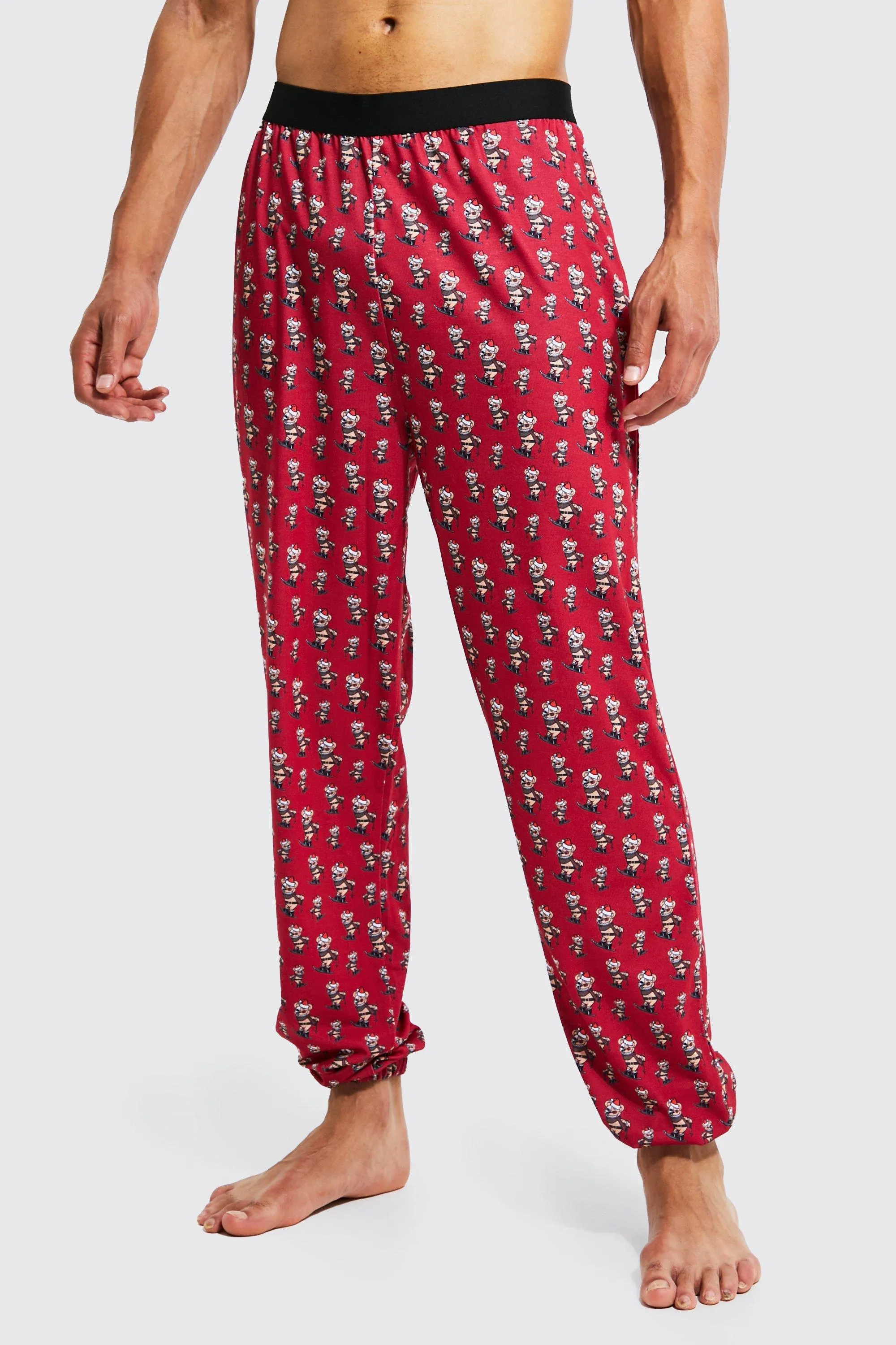 Tall Christmas Evil Teddy Ski Print Lounge Jogger