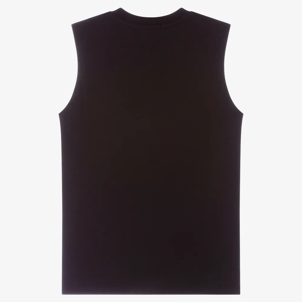 Teen Boys Black Logo Vest Top