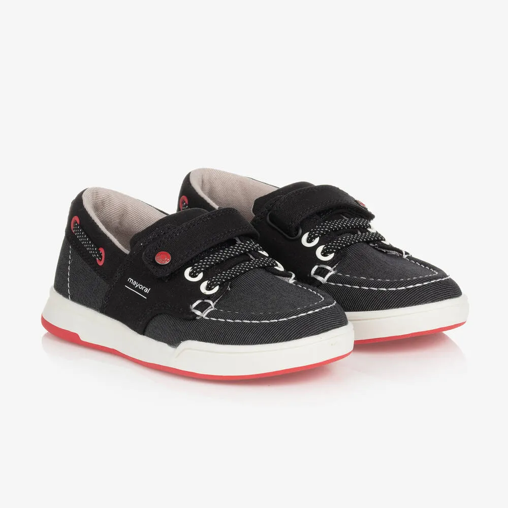 Teen Boys Black Velcro Trainers