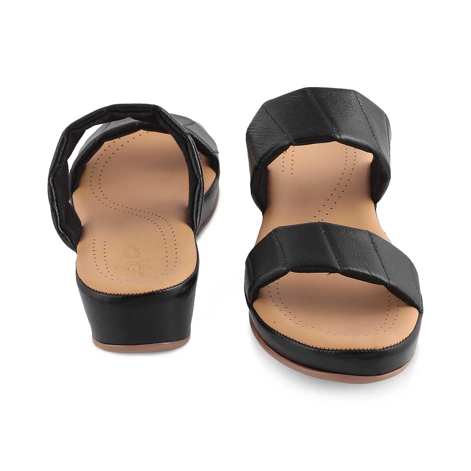 The Vacks Black Women's Casual Wedge Sandals Tresmode