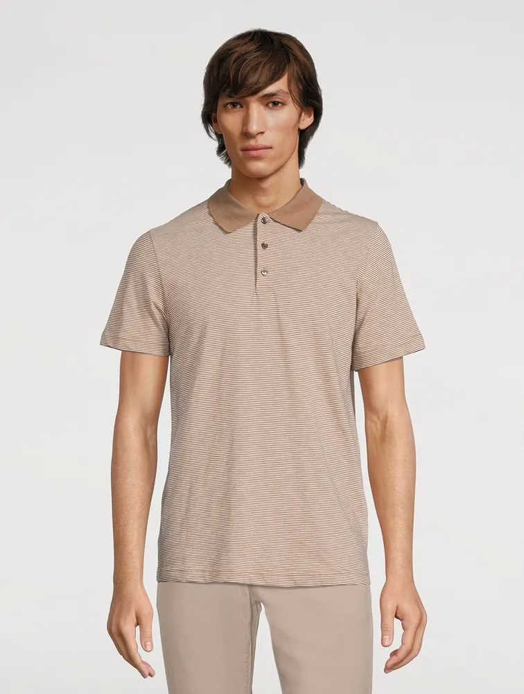 THEORY Cotton Striped Polo Shirt