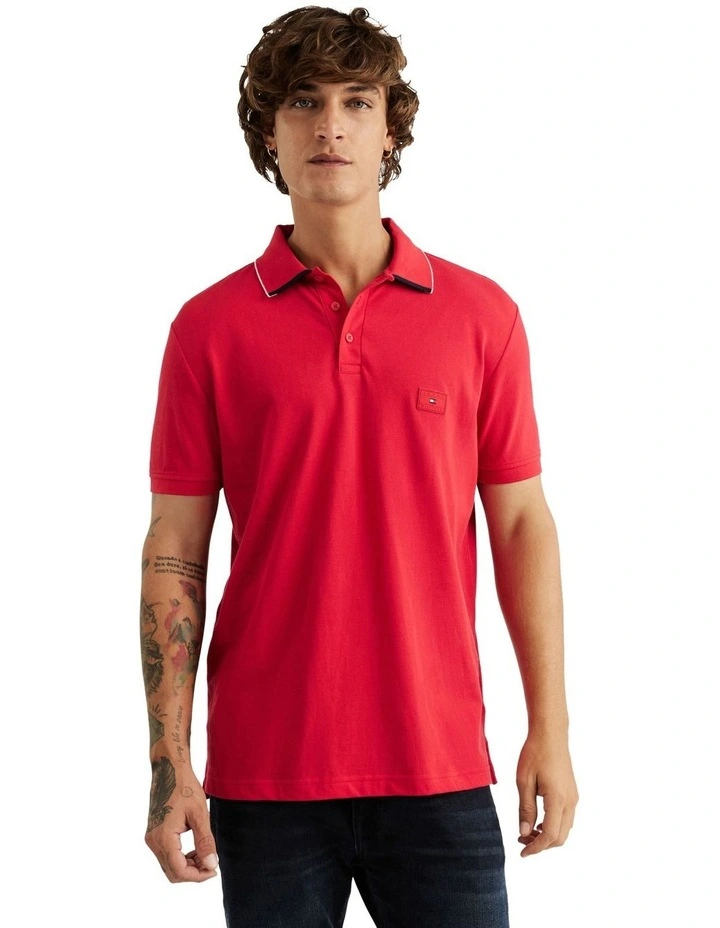 Tipped Regular fit Polo in Red