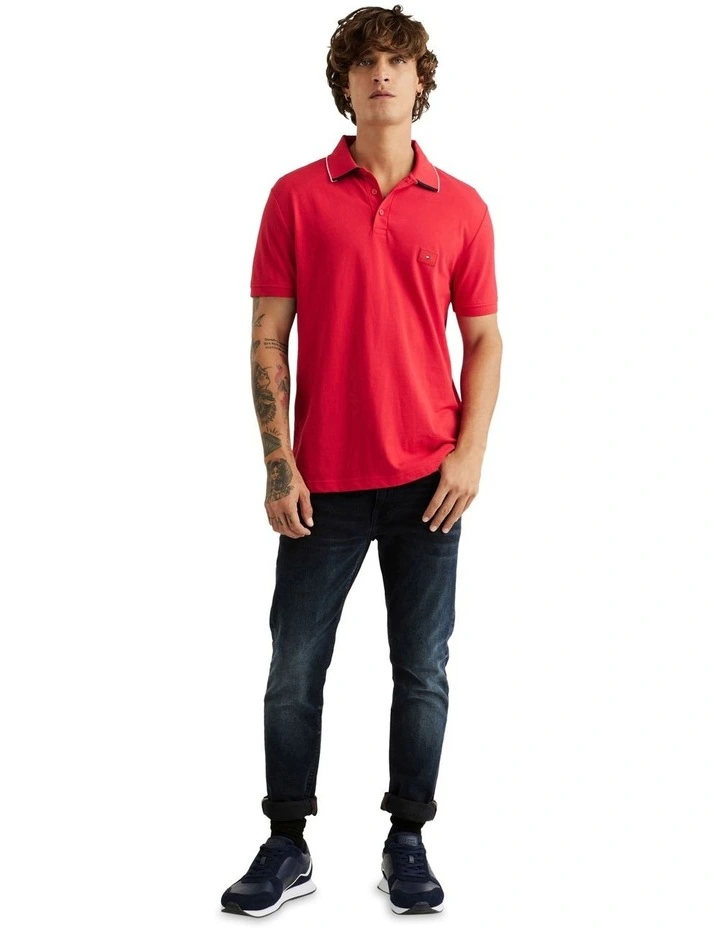 Tipped Regular fit Polo in Red