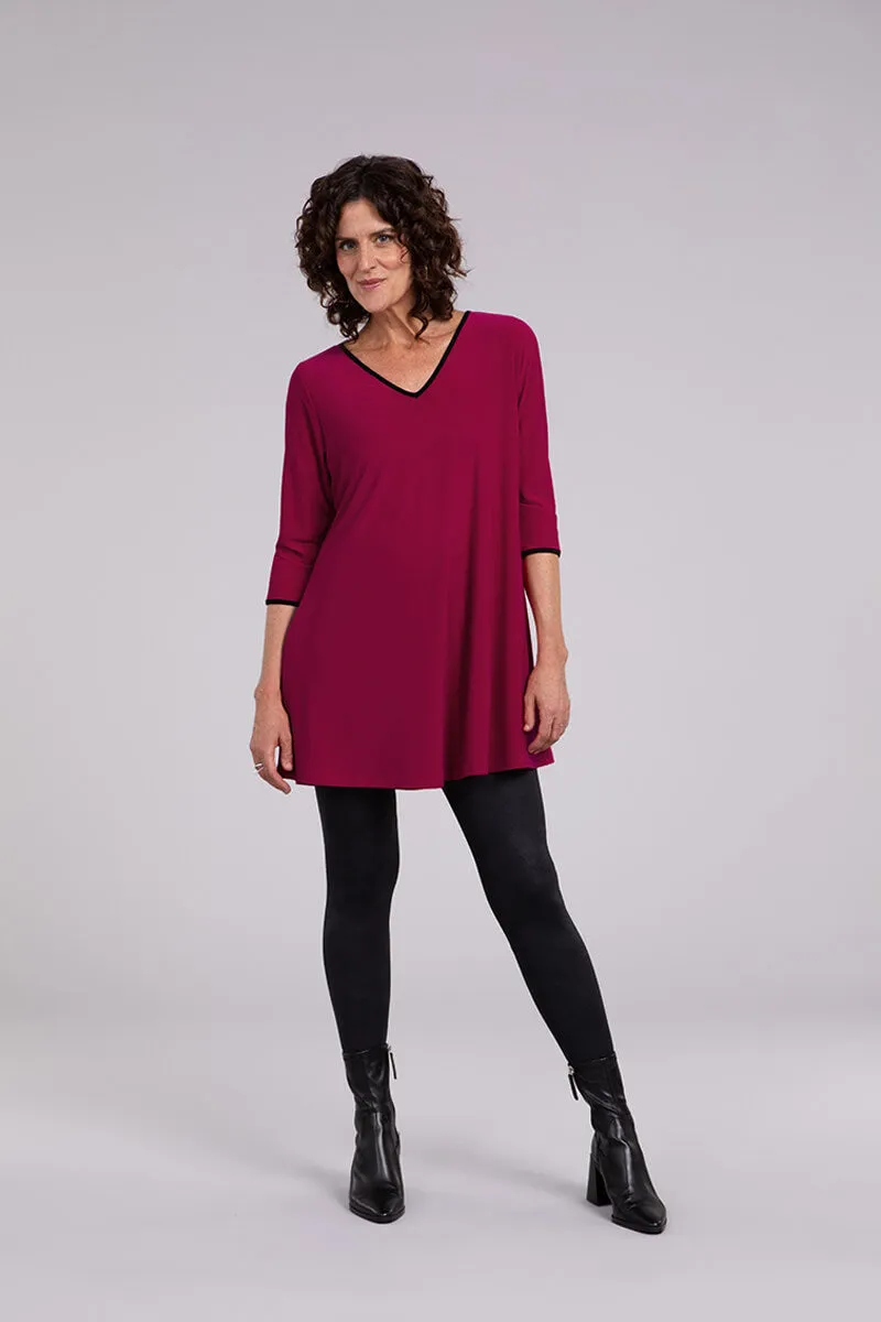 Tipped Reversible Trapeze Tunic | Magenta/Blk