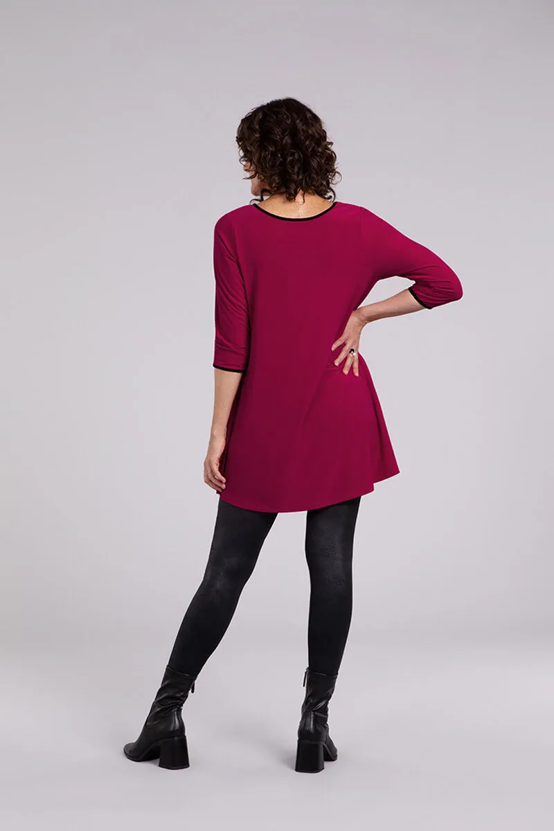 Tipped Reversible Trapeze Tunic | Magenta/Blk