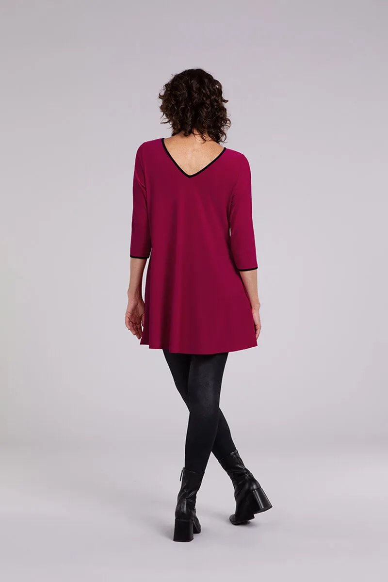 Tipped Reversible Trapeze Tunic | Magenta/Blk