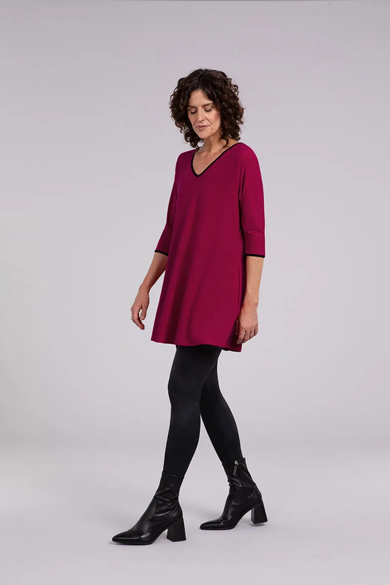 Tipped Reversible Trapeze Tunic | Magenta/Blk