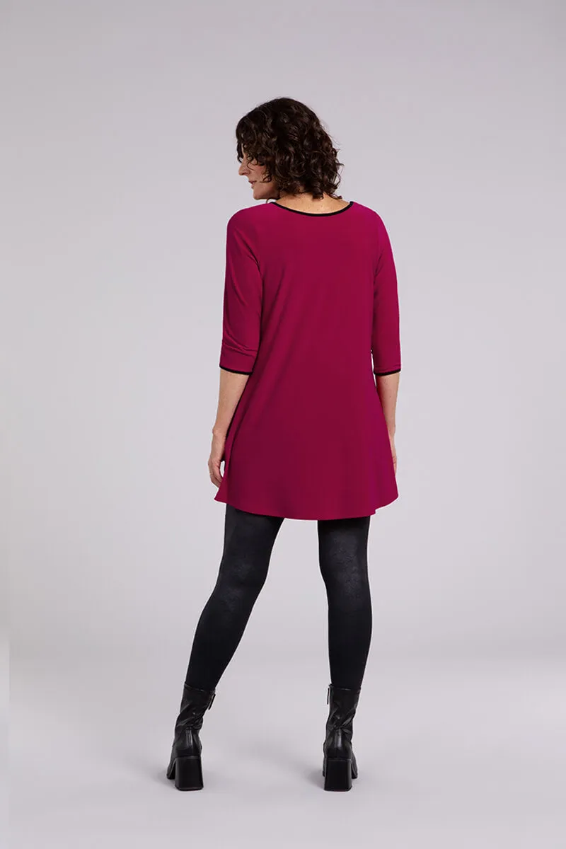 Tipped Reversible Trapeze Tunic | Magenta/Blk