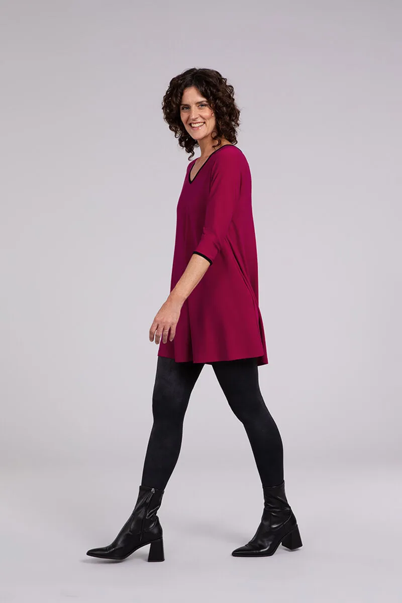 Tipped Reversible Trapeze Tunic | Magenta/Blk