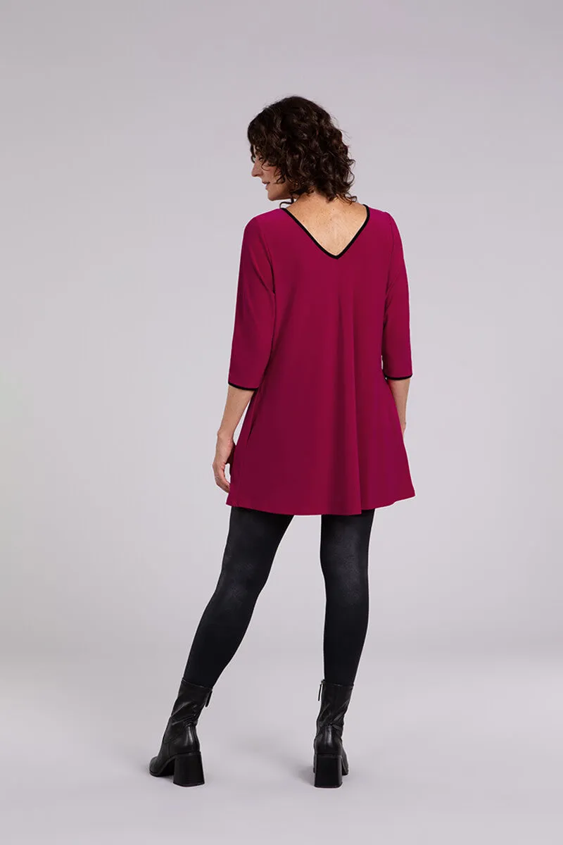 Tipped Reversible Trapeze Tunic | Magenta/Blk