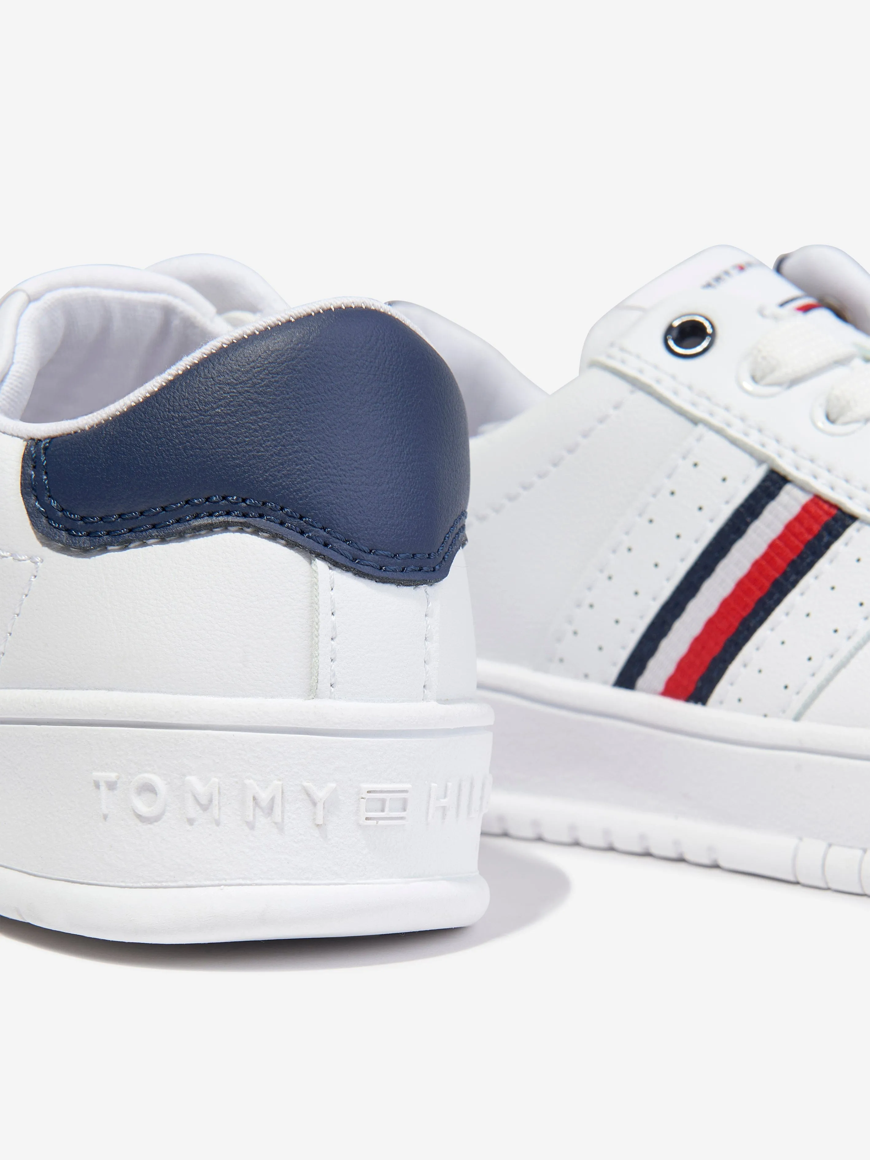 Tommy Hilfiger Kids Stripes Low Cut Lace-Up Trainers in White