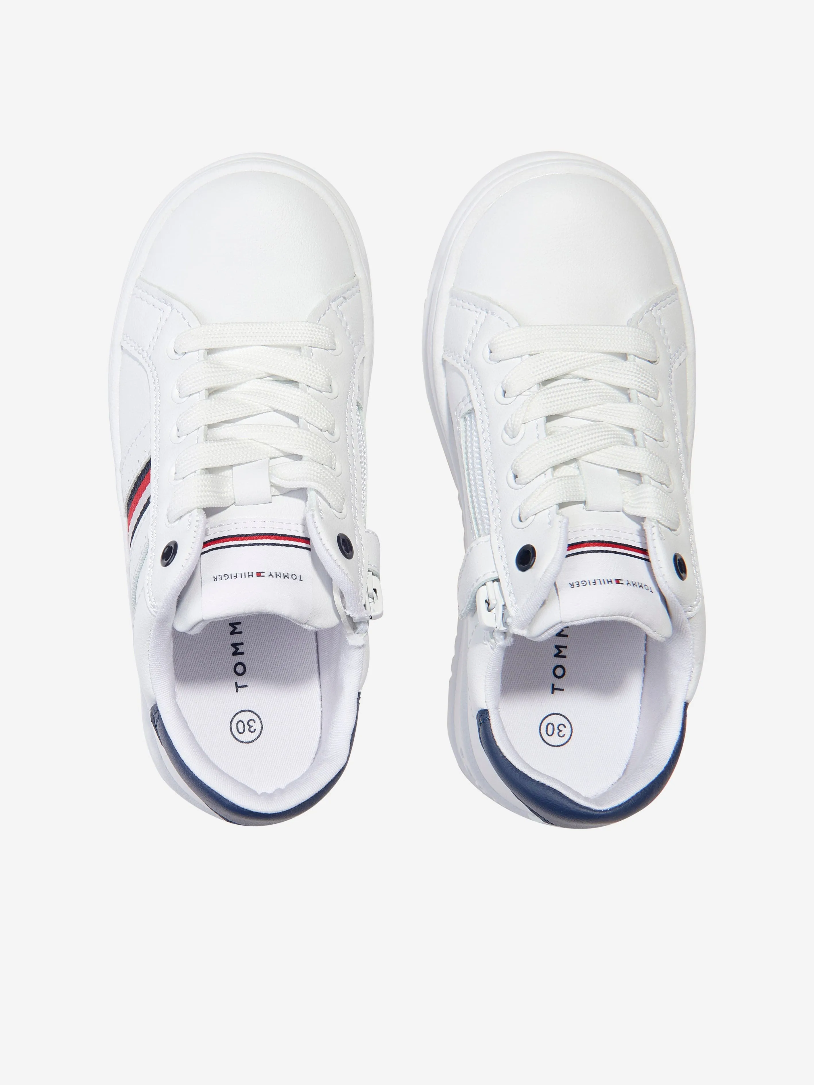 Tommy Hilfiger Kids Stripes Low Cut Lace-Up Trainers in White