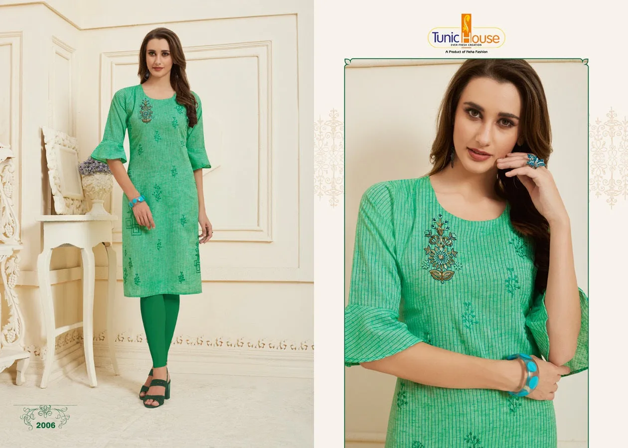 Tunic House Presents Nafisa Linen Cotton Casual Wear Kurtis Collection