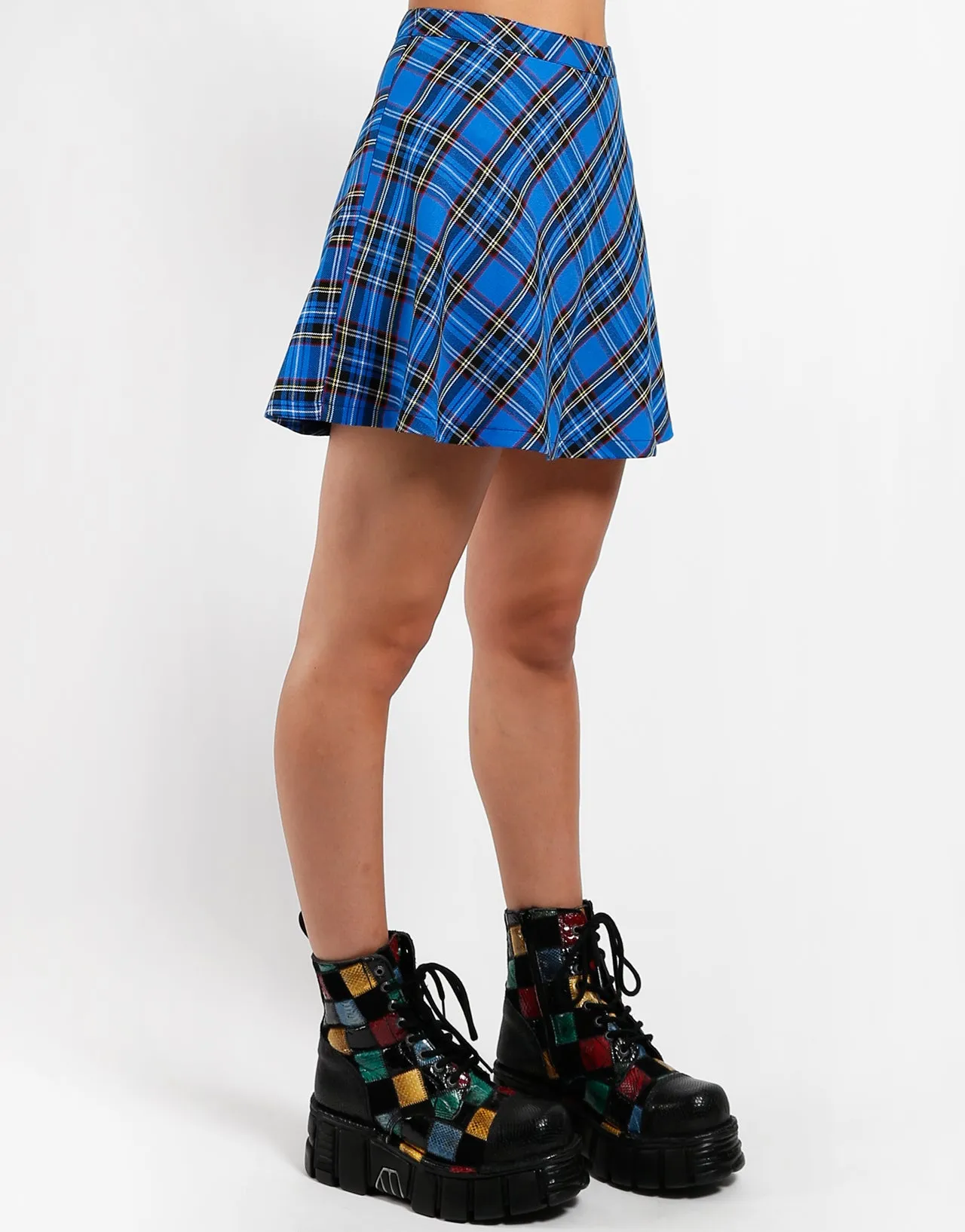 Turquoise Plaid Circle Skirt