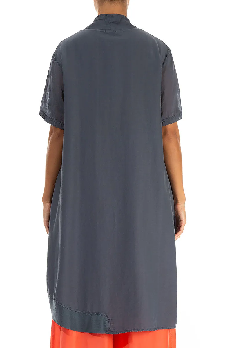 V-Neck Graphite Silk Cotton Tunic