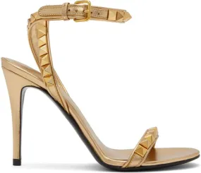 Valentino Garavani Gold Rockstud No Limit Heeled Sandals