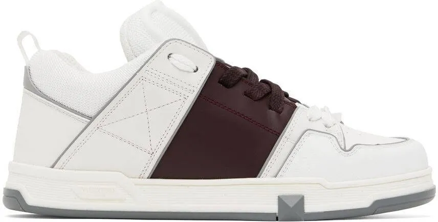 Valentino Garavani White & Burgundy Open Skate Low-Top Sneakers