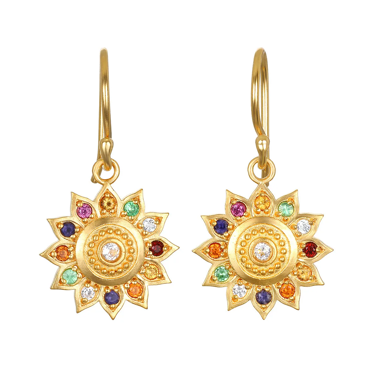 Vibrant Self Multi Stone Lotus Earrings