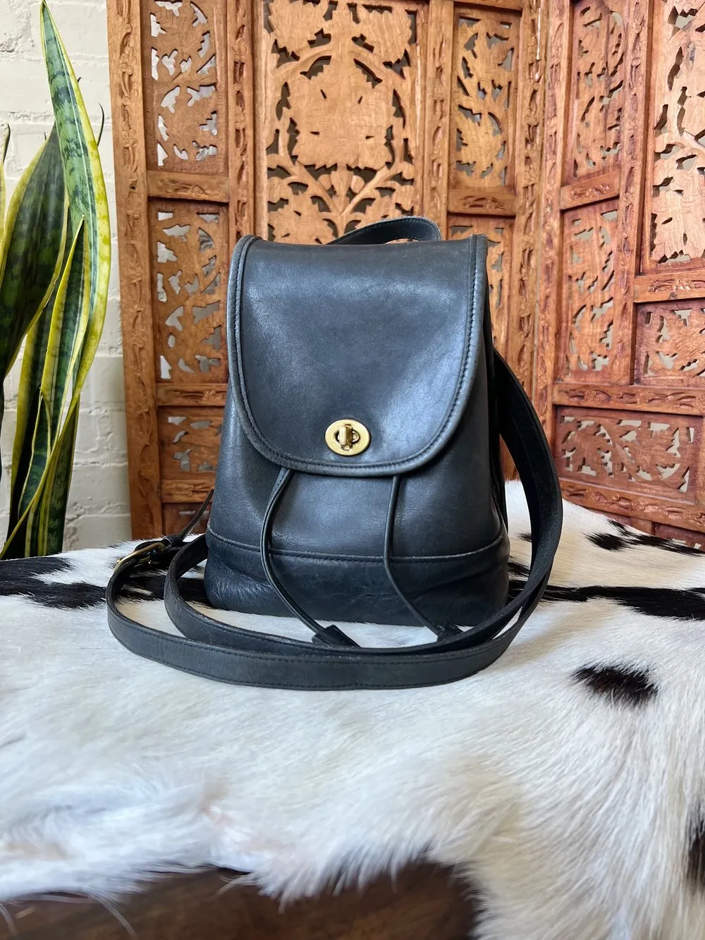 Vintage Coach Daypack Mini Backpack in Black-