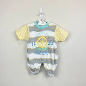 Vintage Doe Spun Striped Sailing Shortall Romper 3-6 Months