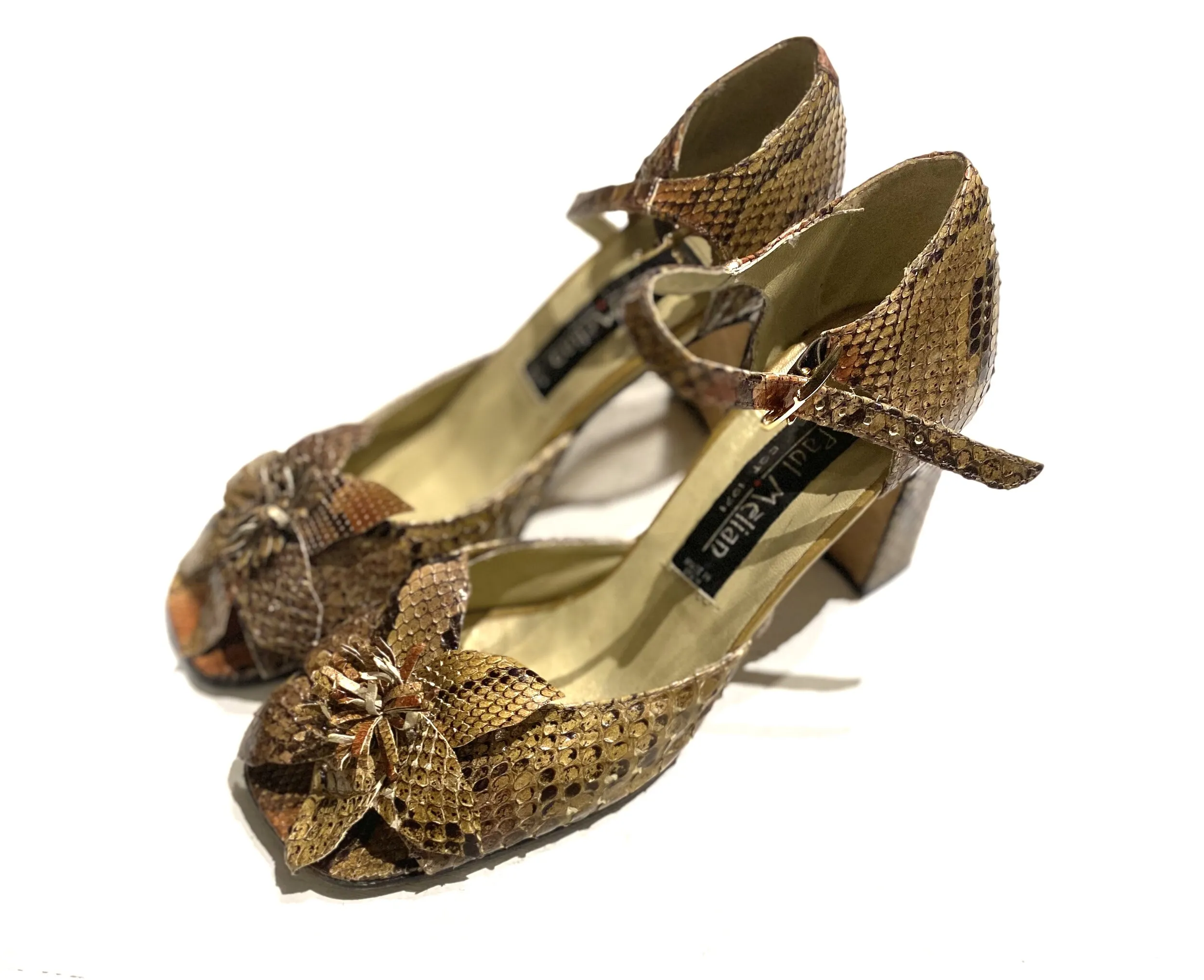 Vintage Snakeskin Open Toe Sandals —          Star Struck Vintage