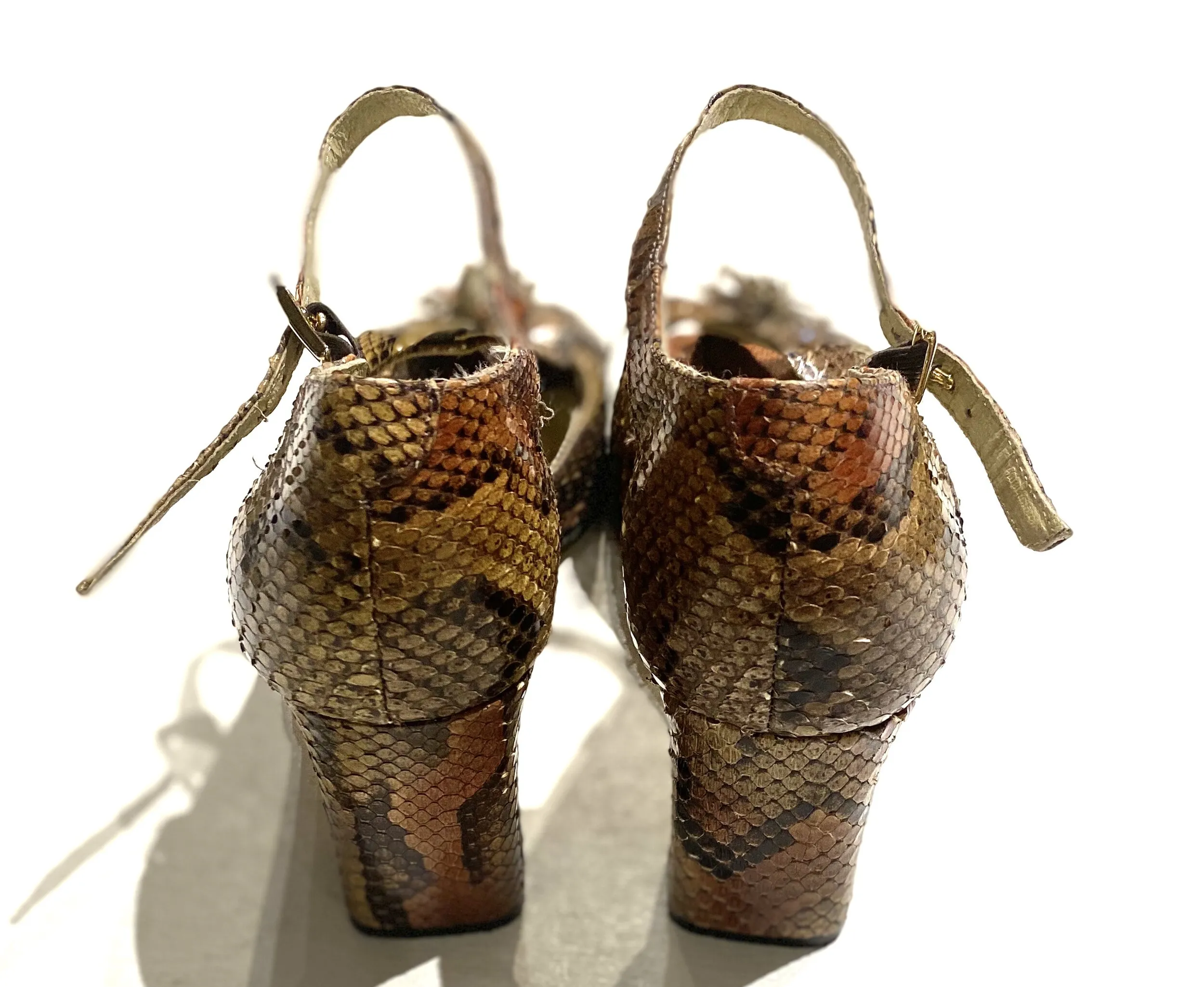 Vintage Snakeskin Open Toe Sandals —          Star Struck Vintage