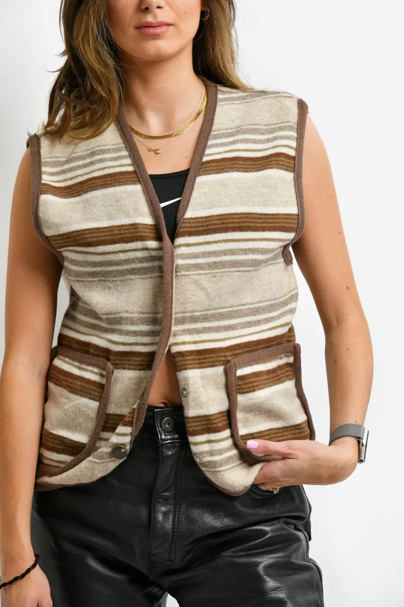 Vintage wool vest beige brown