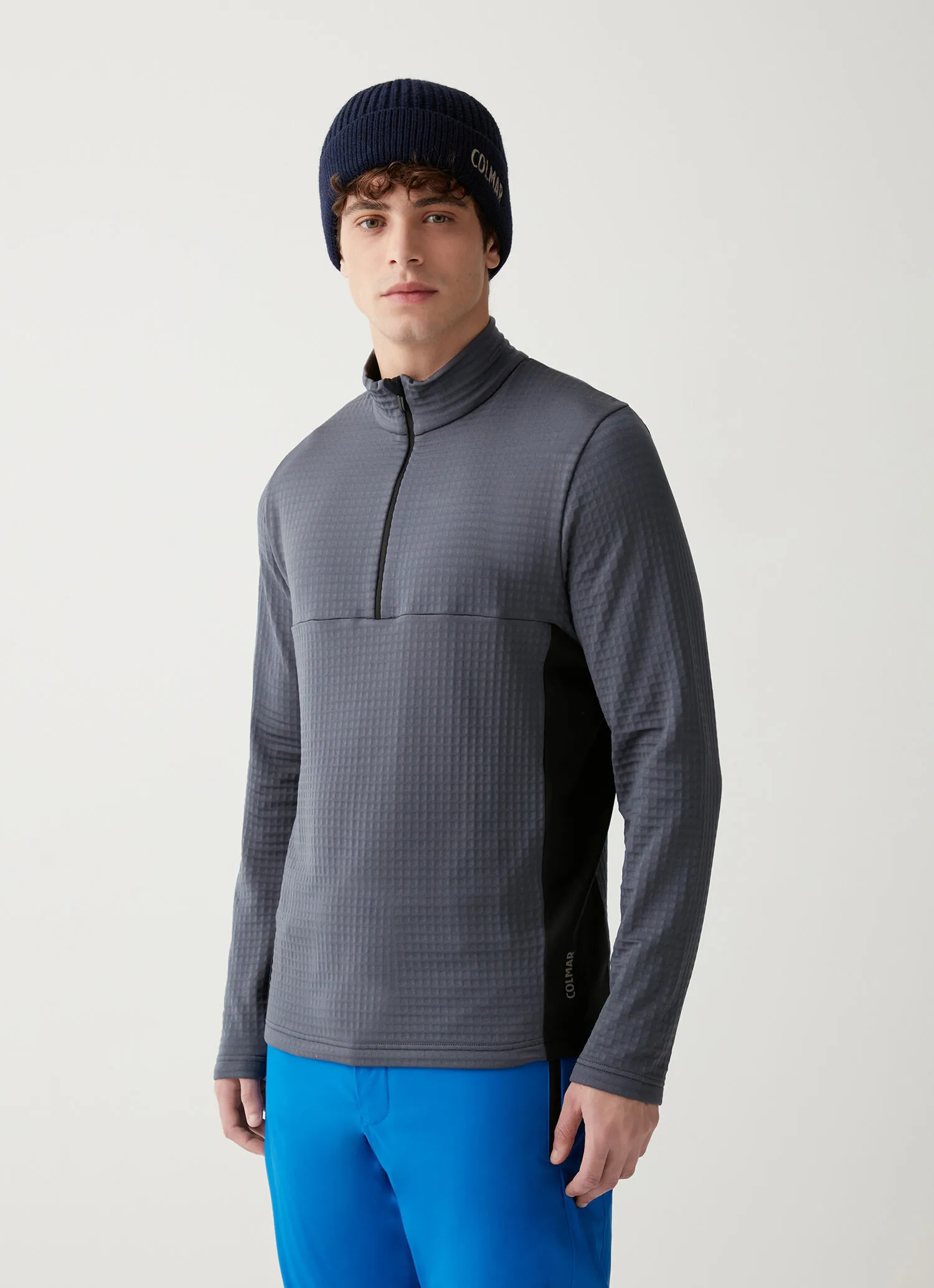 Waffle-effect stretch ski sweatshirt-