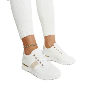 White and beige sneakers on the Nihad rubber platform