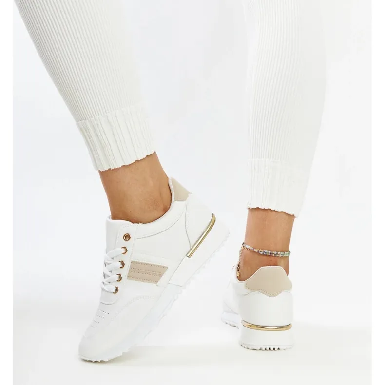 White and beige sneakers on the Nihad rubber platform