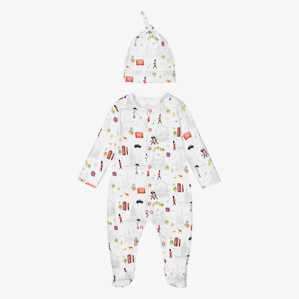 White Cotton City Babygrow & Hat Set