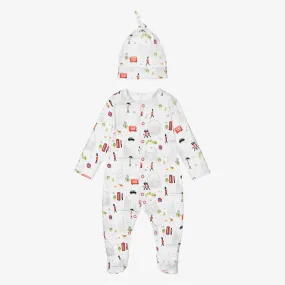 White Cotton City Babygrow & Hat Set