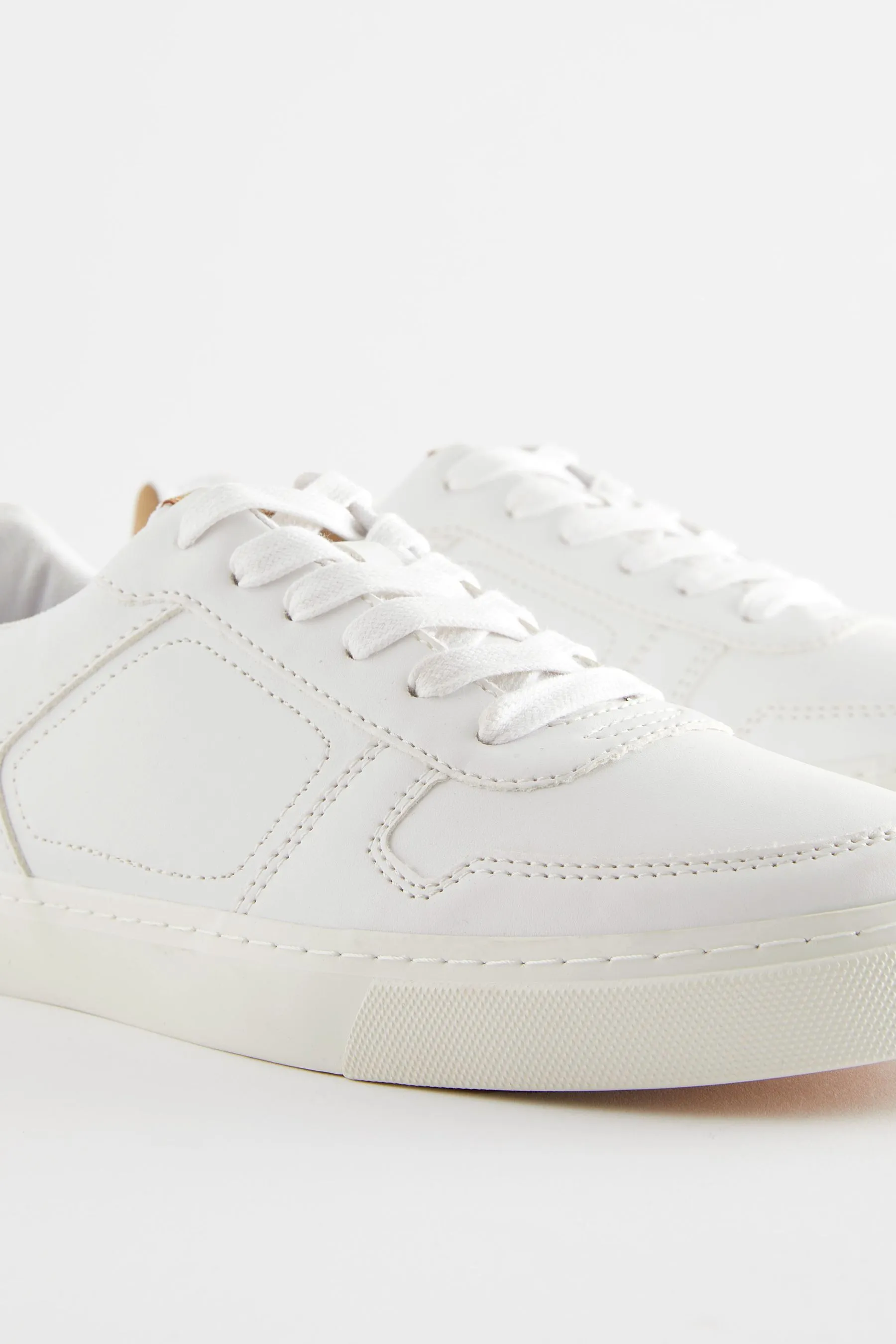 White Lace Up Low Trainers