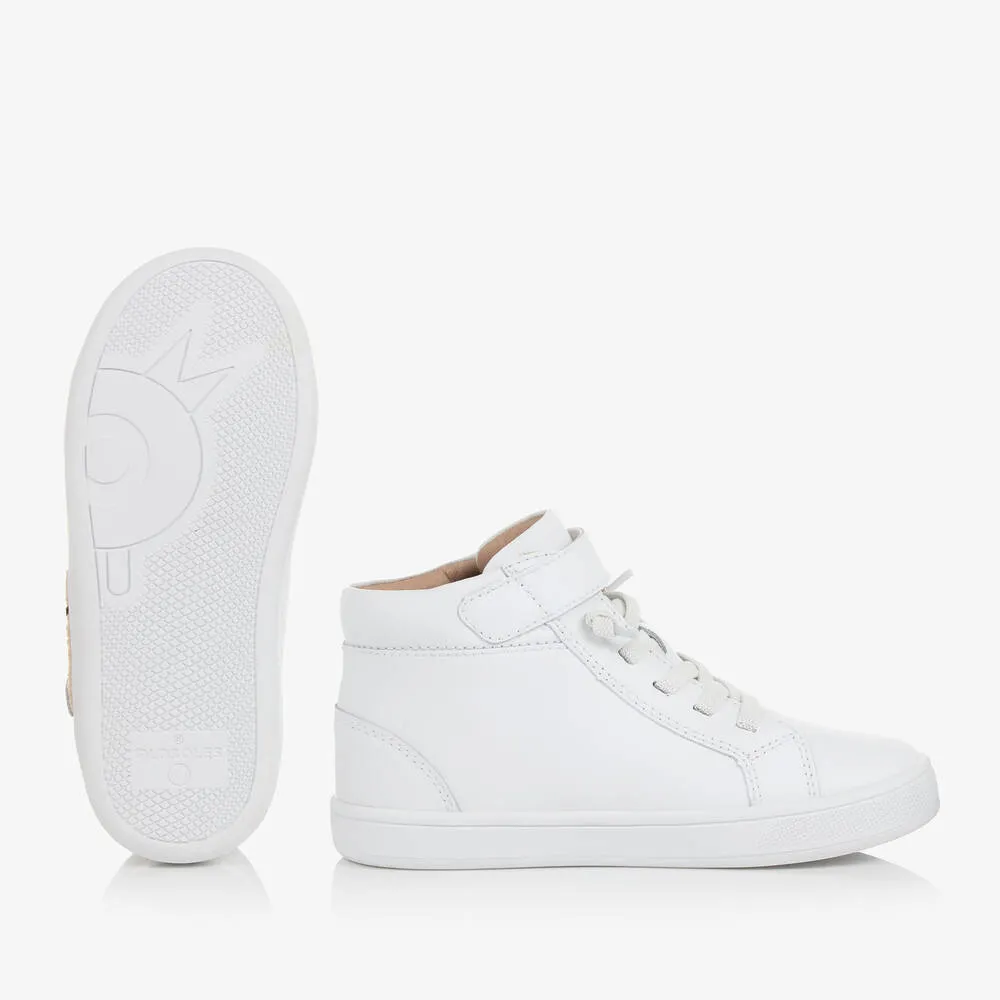 White Leather High-Top Trainers