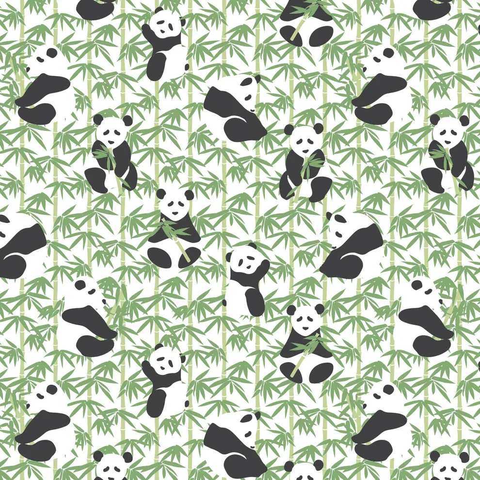 Winter Water Factory | Footed Romper in Green Pandas Print