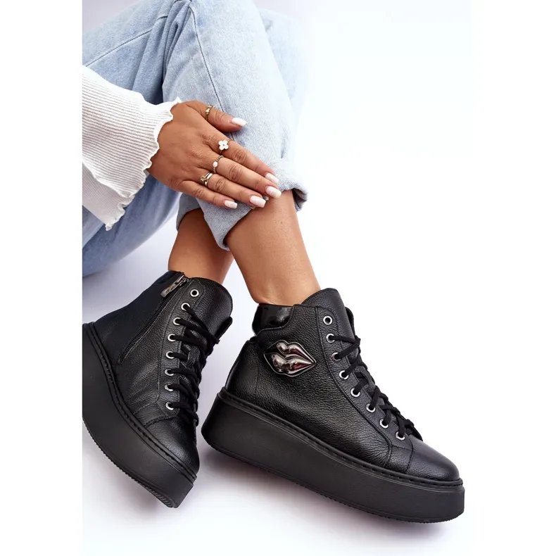 Women's High Zip Sneakers Lemar Black Katerin