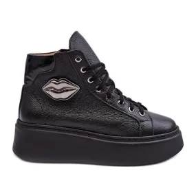 Women's High Zip Sneakers Lemar Black Katerin