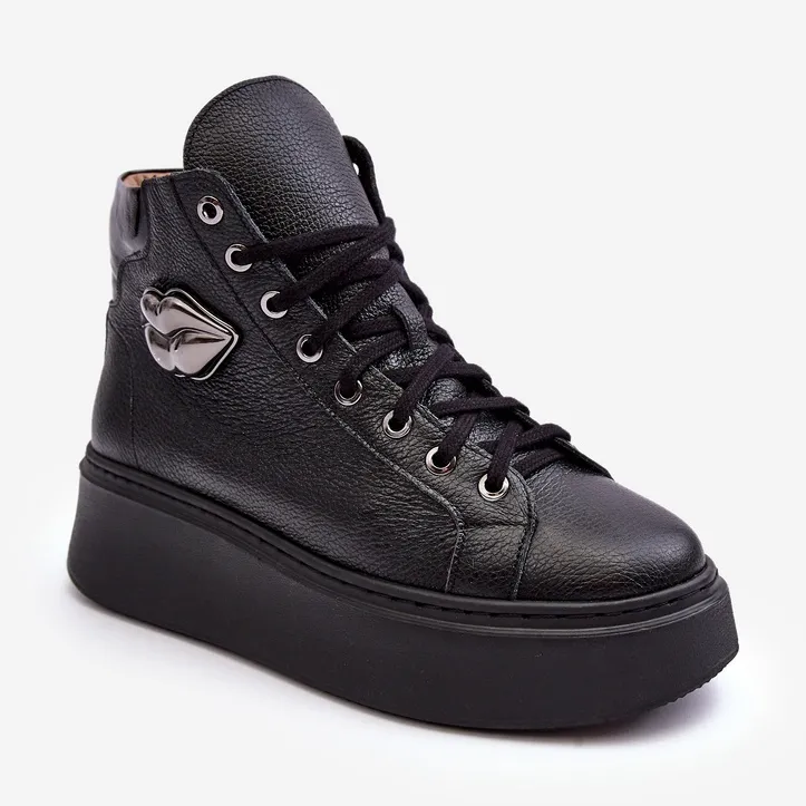 Women's High Zip Sneakers Lemar Black Katerin