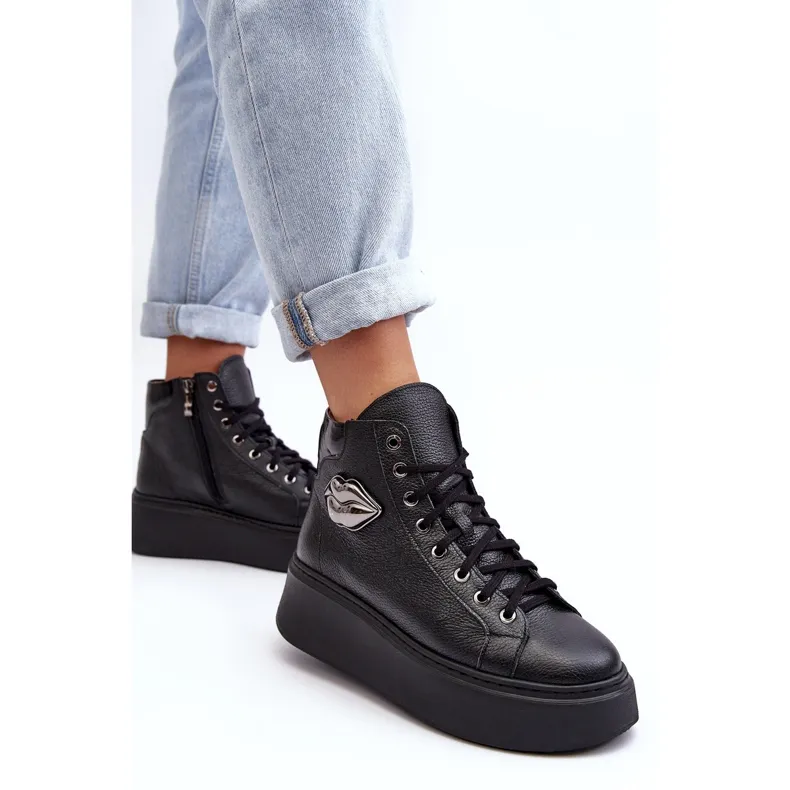 Women's High Zip Sneakers Lemar Black Katerin