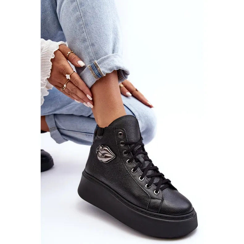 Women's High Zip Sneakers Lemar Black Katerin