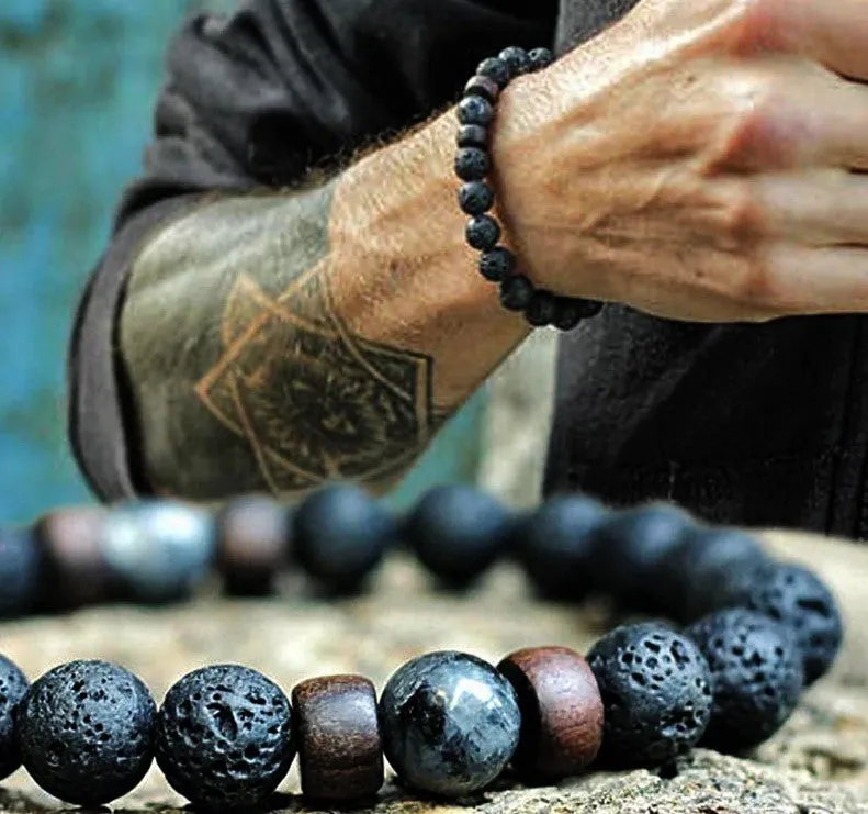 Wood and Lava Stone Essential Oil Bracelet