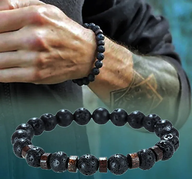 Wood and Lava Stone Essential Oil Bracelet